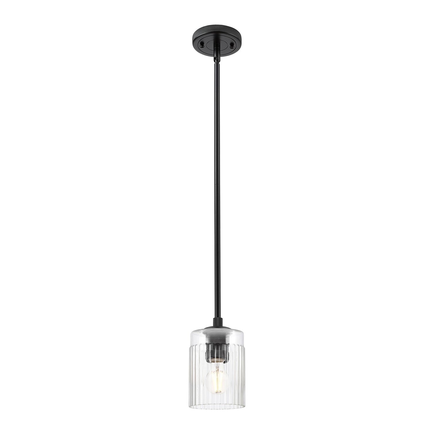Innovations Hadley 4.5in 1-Light Pendant | Industrial Matte Black and Clear Glass | Kitchen Island & Dining Room | Model 434-1S-BK-G342