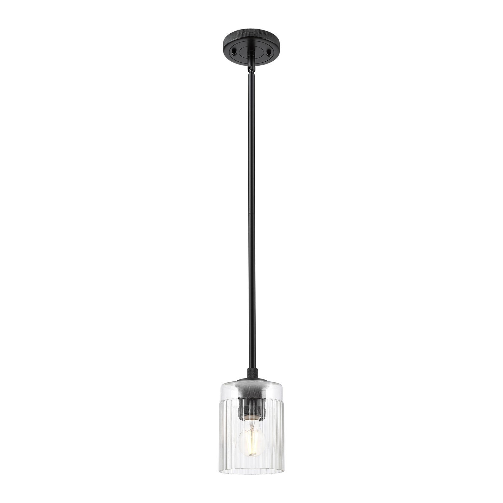 Innovations Hadley 4.5in 1-Light Pendant | Industrial Matte Black and Clear Glass | Kitchen Island & Dining Room | Model 434-1S-BK-G342