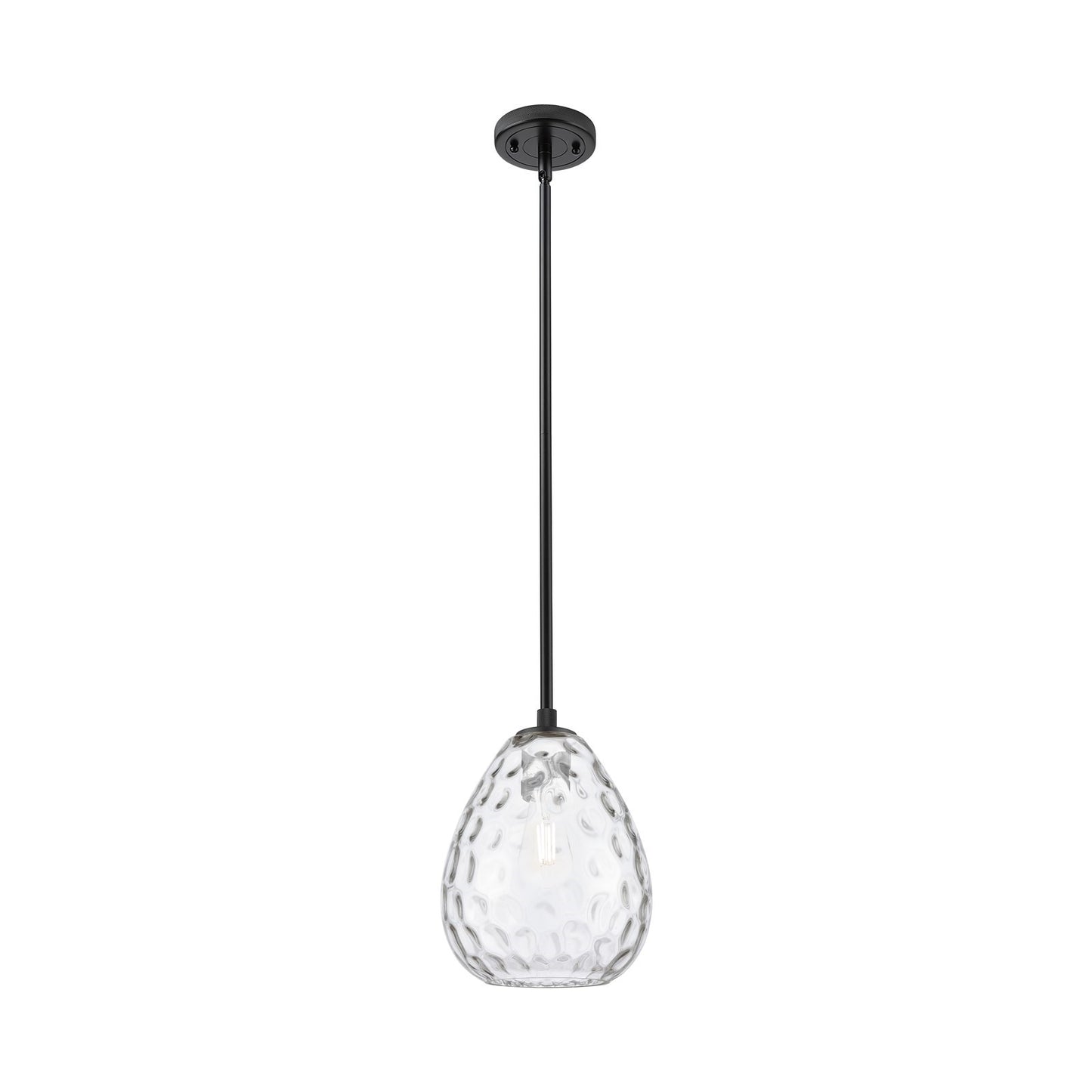 Innovations Waverly 8in 1-Light Pendant | Industrial Matte Black and Clear Glass | Kitchen Island & Dining Room | Model 434-1S-BK-G372