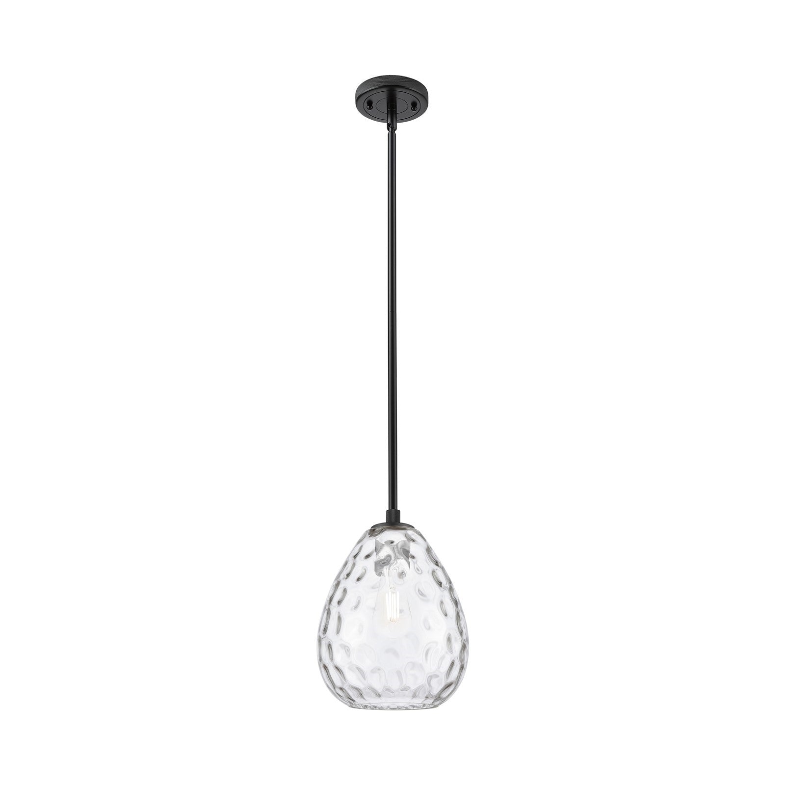 Innovations Waverly 8in 1-Light Pendant | Industrial Matte Black and Clear Glass | Kitchen Island & Dining Room | Model 434-1S-BK-G372