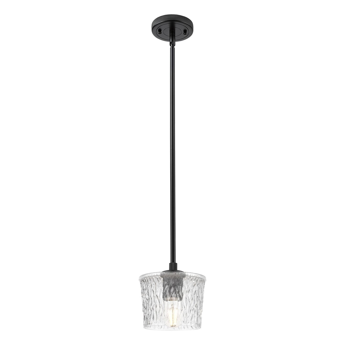 Innovations Niagara 6in 1-Light Pendant | Industrial Matte Black and Clear Glass | Kitchen Island & Dining Room | Model 434-1S-BK-G402