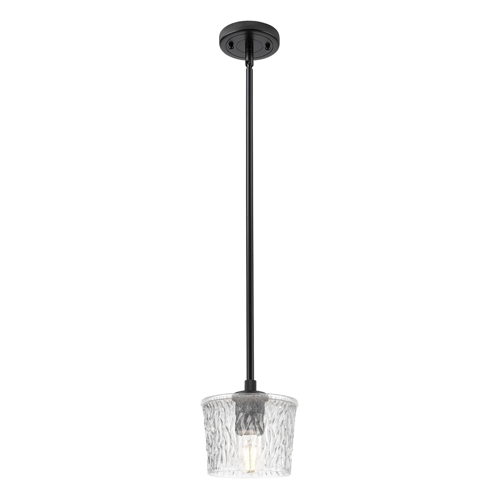 Innovations Niagara 6in 1-Light Pendant | Industrial Matte Black and Clear Glass | Kitchen Island & Dining Room | Model 434-1S-BK-G402