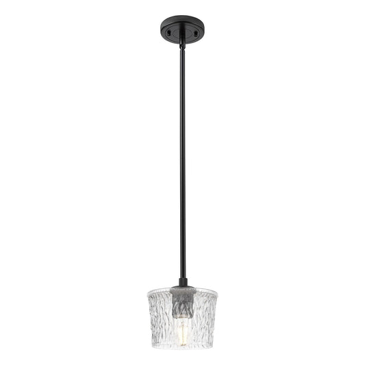 Innovations Niagara 6in 1-Light Pendant | Industrial Matte Black and Clear Glass | Kitchen Island & Dining Room | Model 434-1S-BK-G402