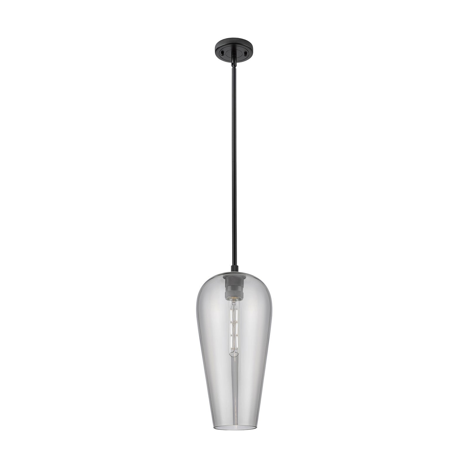 Innovations Chelsea 8in 1-Light Pendant | Industrial Matte Black and Light Smoke Glass | Kitchen Island & Dining Room | Model 434-1S-BK-G456-8SM