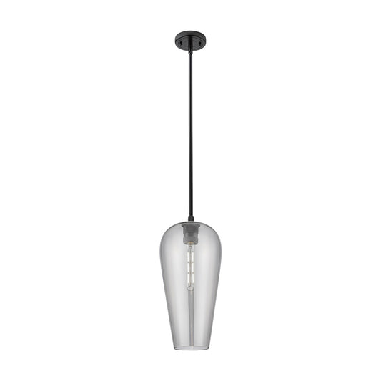 Innovations Chelsea 8in 1-Light Pendant | Industrial Matte Black and Light Smoke Glass | Kitchen Island & Dining Room | Model 434-1S-BK-G456-8SM