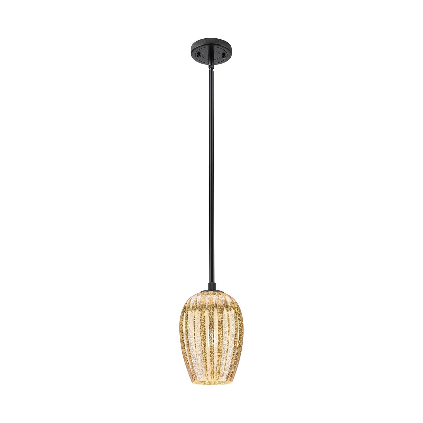 Innovations Preston Flute 6in 1-Light Pendant | Industrial Matte Black and Mercury Glass | Kitchen Island & Dining Room | Model 434-1S-BK-G457-6ME