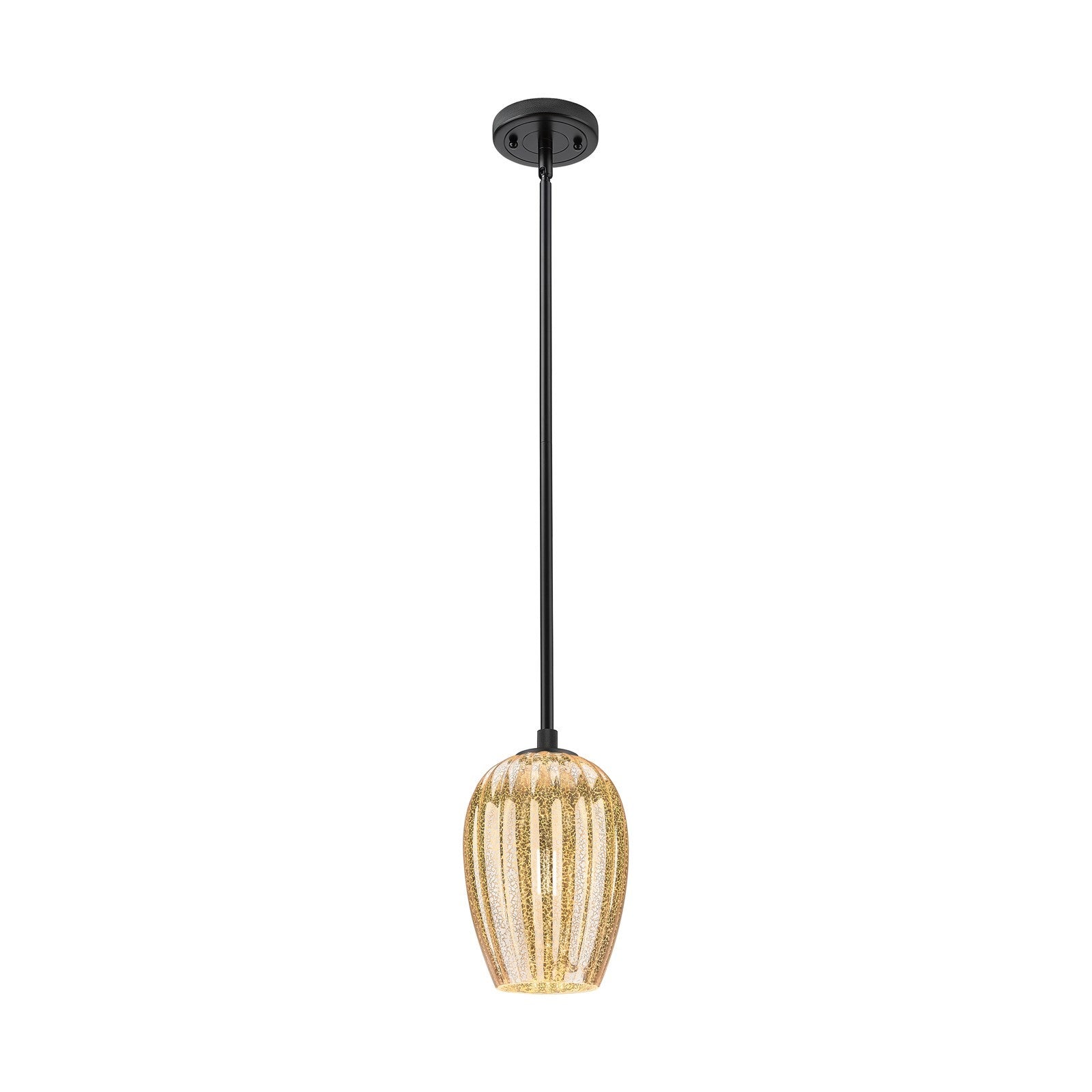 Innovations Preston Flute 6in 1-Light Pendant | Industrial Matte Black and Mercury Glass | Kitchen Island & Dining Room | Model 434-1S-BK-G457-6ME