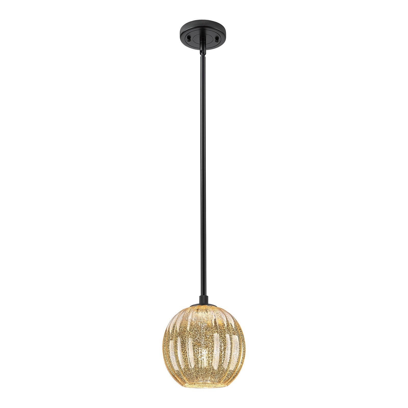 Innovations Preston Globe 7in 1-Light Pendant | Industrial Matte Black and Mercury Glass | Kitchen Island & Dining Room | Model 434-1S-BK-G458-7ME