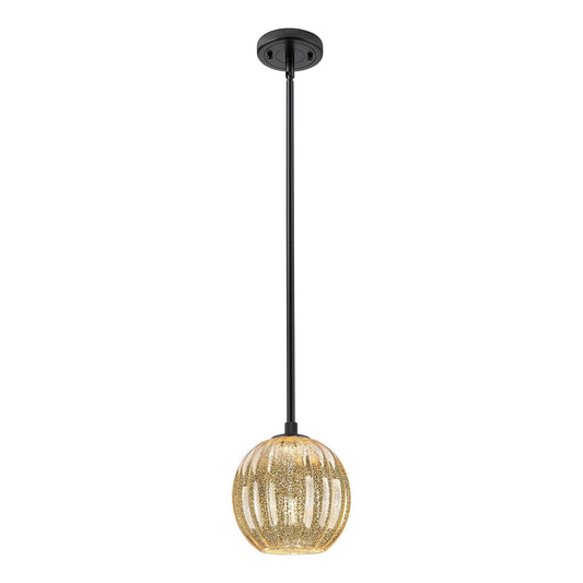 Innovations Preston Globe 7in 1-Light Pendant | Industrial Matte Black and Mercury Glass | Kitchen Island & Dining Room | Model 434-1S-BK-G458-7ME