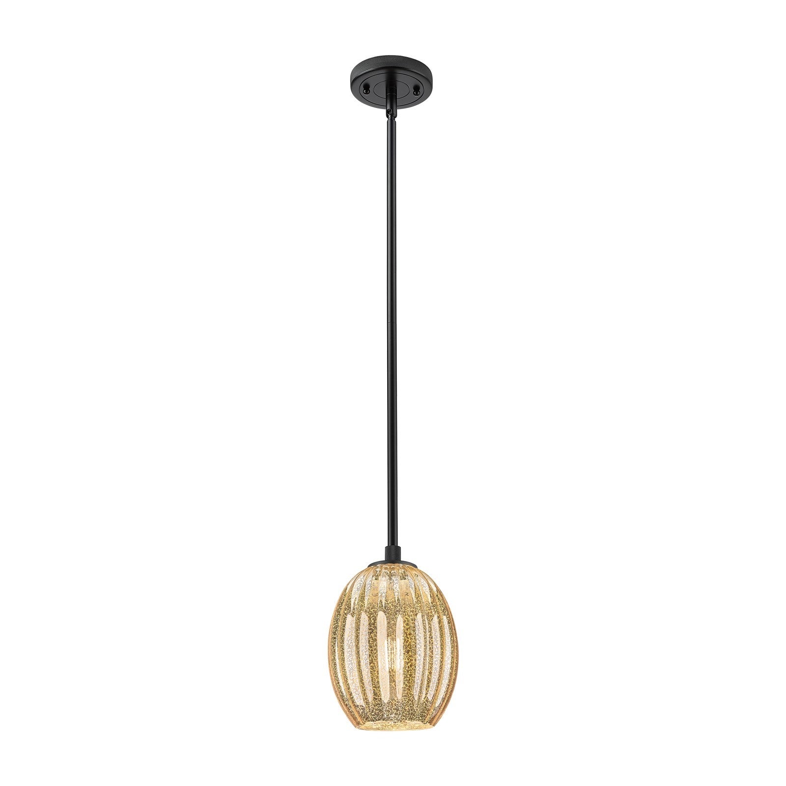 Innovations Preston Bulb 6in 1-Light Pendant | Industrial Matte Black and Mercury Glass | Kitchen Island & Dining Room | Model 434-1S-BK-G459-6ME