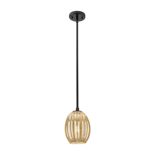 Innovations Preston Bulb 6in 1-Light Pendant | Industrial Matte Black and Mercury Glass | Kitchen Island & Dining Room | Model 434-1S-BK-G459-6ME