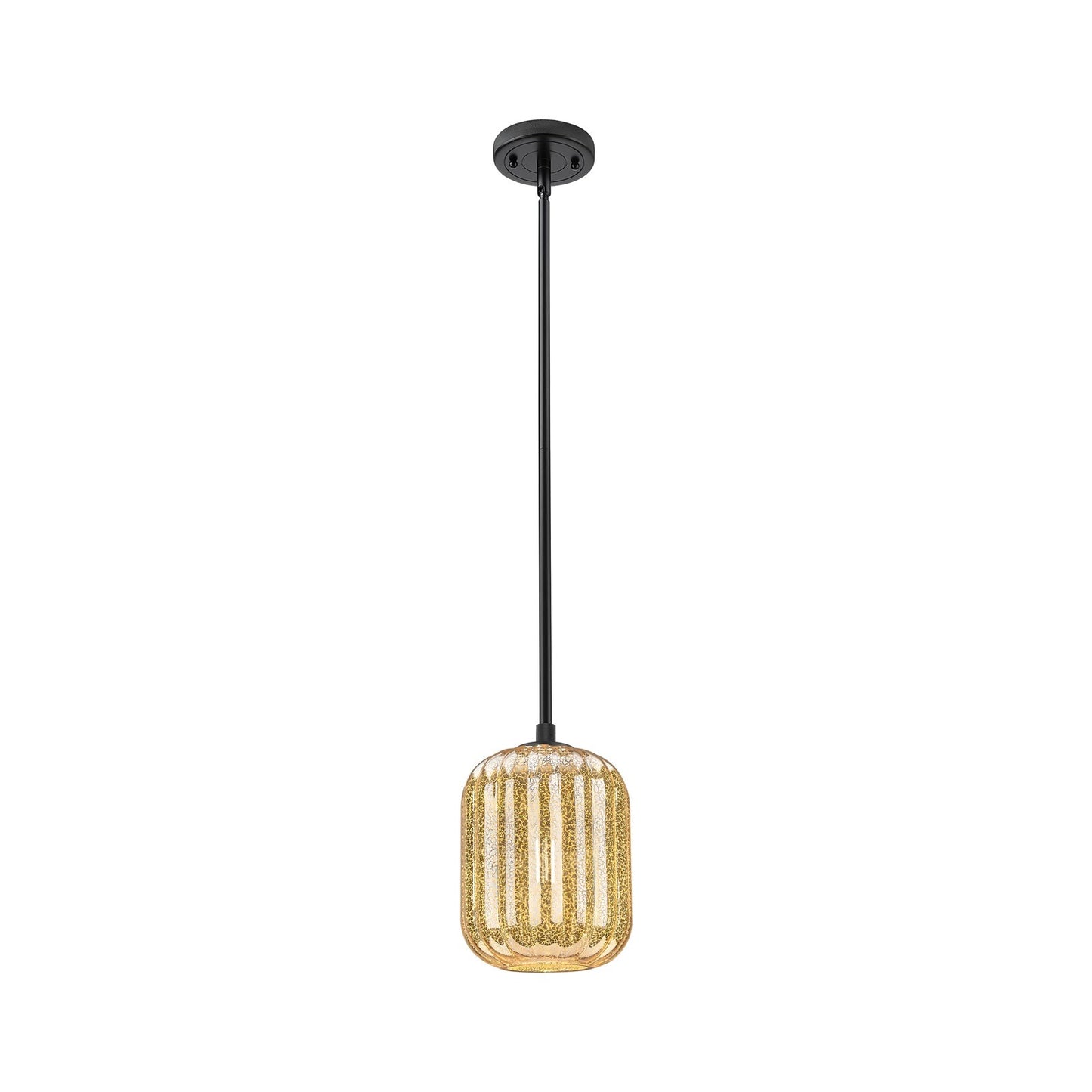 Innovations Preston Cylinder 7in 1-Light Pendant | Industrial Matte Black and Mercury Glass | Kitchen Island & Dining Room | Model 434-1S-BK-G460-7ME