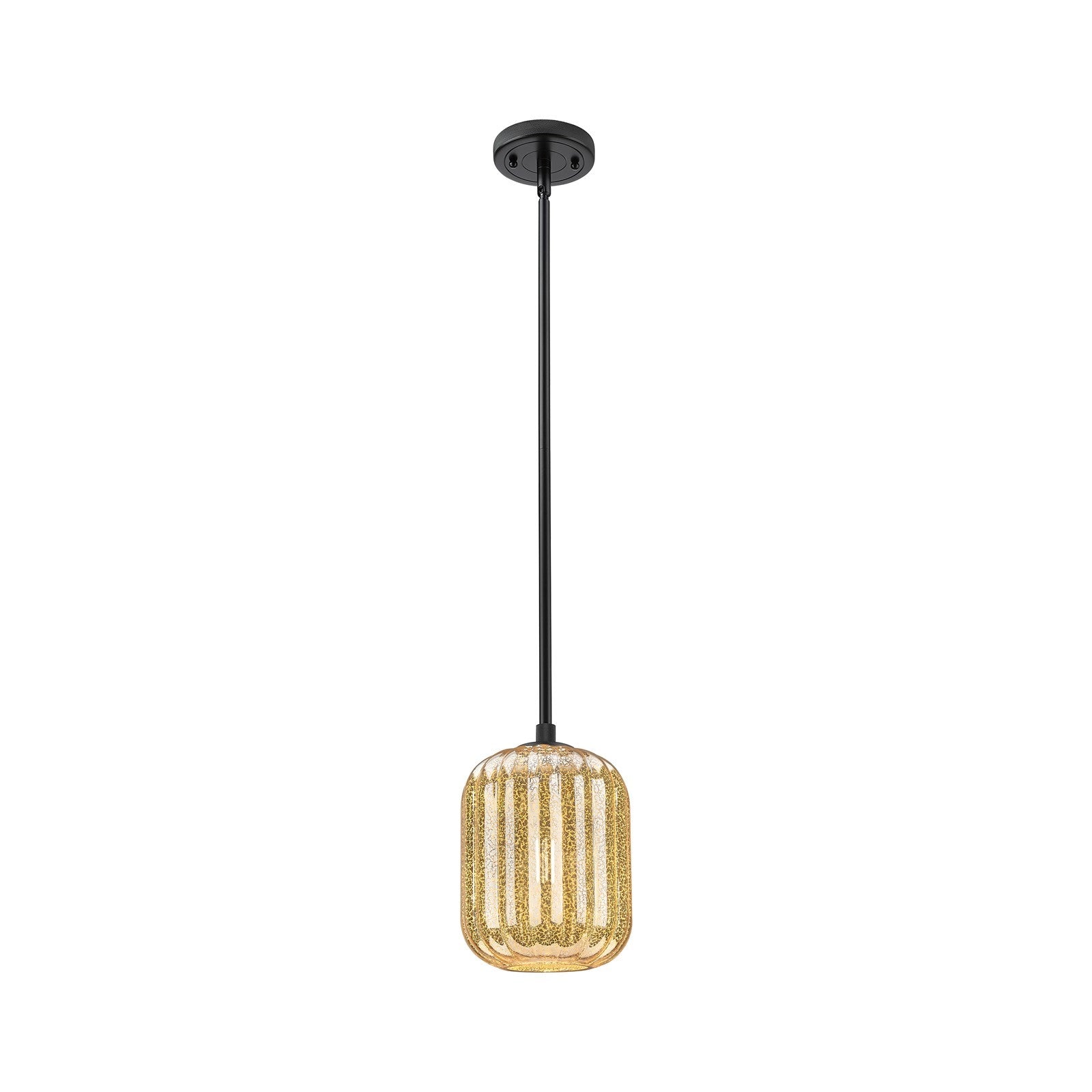 Innovations Preston Cylinder 7in 1-Light Pendant | Industrial Matte Black and Mercury Glass | Kitchen Island & Dining Room | Model 434-1S-BK-G460-7ME