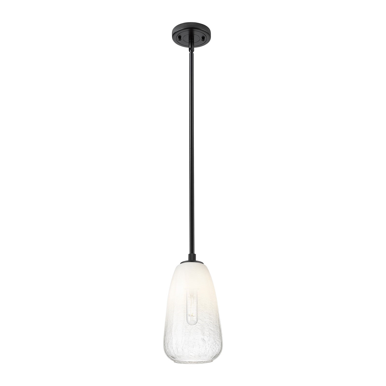 Innovations Brookhaven Almond 6in 1-Light Pendant | Industrial Matte Black and Opal Glass | Kitchen Island & Dining Room | Model 434-1S-BK-G480-6OP