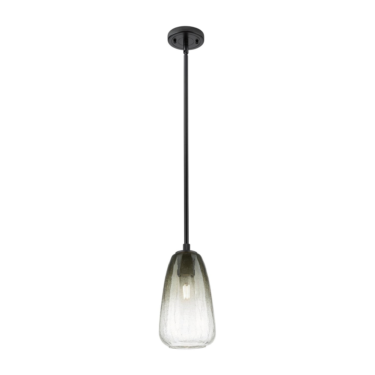 Innovations Brookhaven Almond 6in 1-Light Pendant | Industrial Matte Black and Slate Glass | Kitchen Island & Dining Room | Model 434-1S-BK-G480-6SL