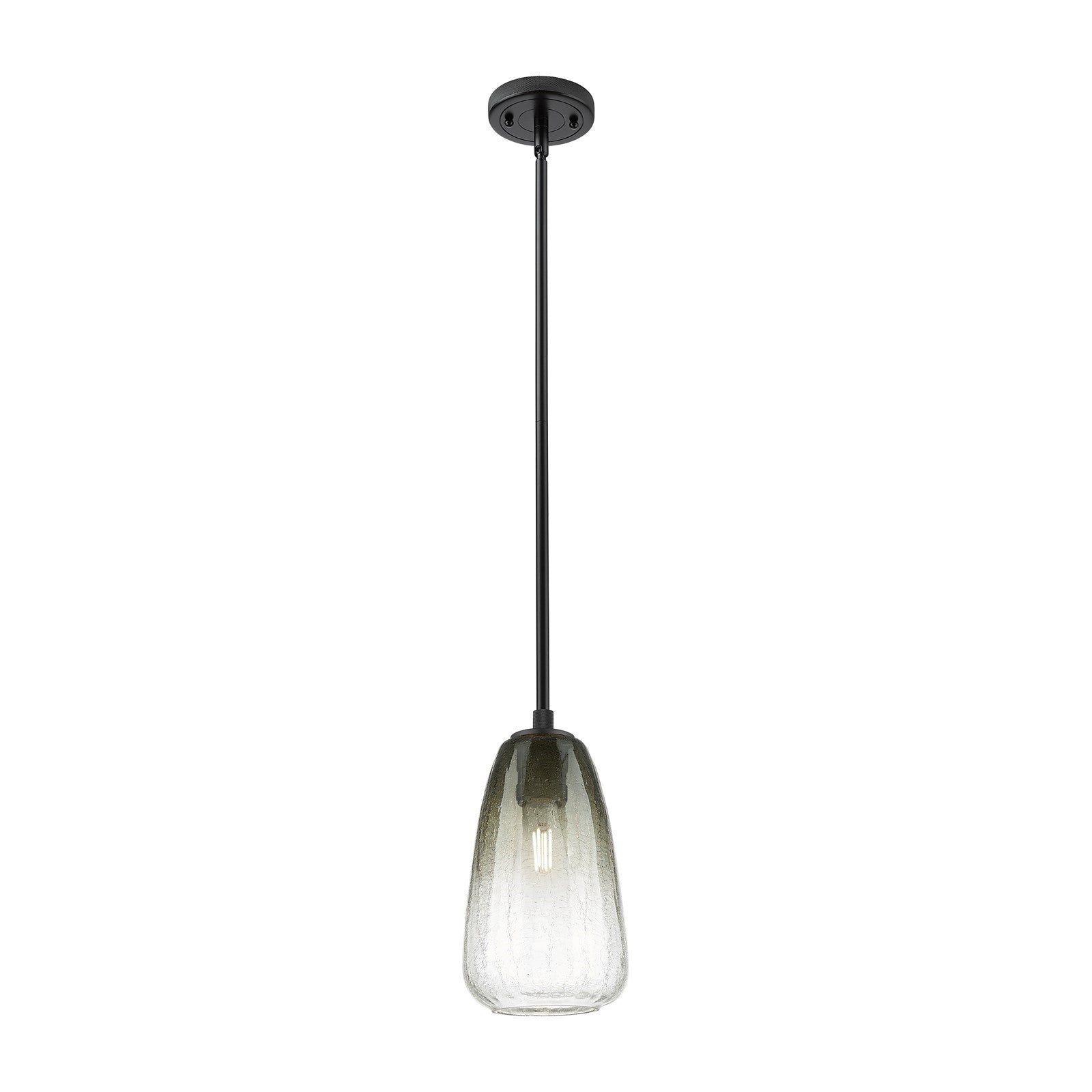 Innovations Brookhaven Almond 6in 1-Light Pendant | Industrial Matte Black and Slate Glass | Kitchen Island & Dining Room | Model 434-1S-BK-G480-6SL