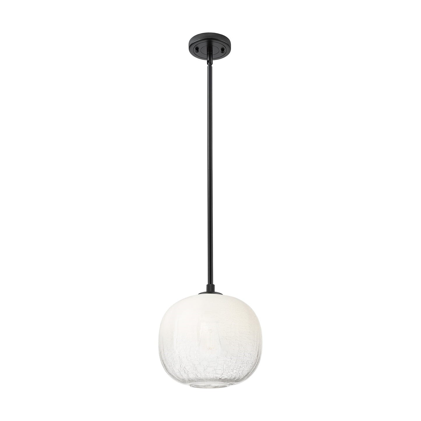 Innovations Brookhaven Sphere 10in 1-Light Pendant | Industrial Matte Black and Opal Glass | Kitchen Island & Dining Room | Model 434-1S-BK-G481-10OP