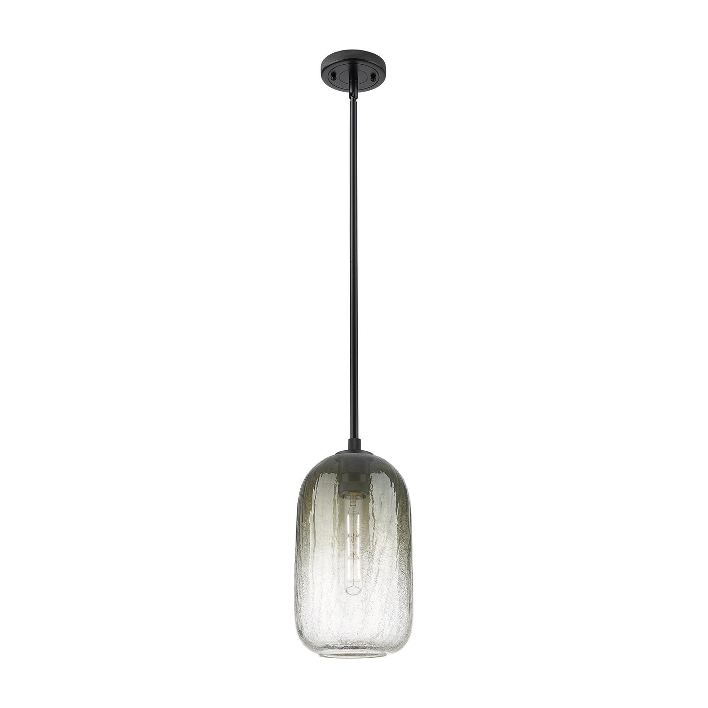 Innovations Brookhaven Cloche 7in 1-Light Pendant | Industrial Matte Black and Slate Glass | Kitchen Island & Dining Room | Model 434-1S-BK-G482-7SL