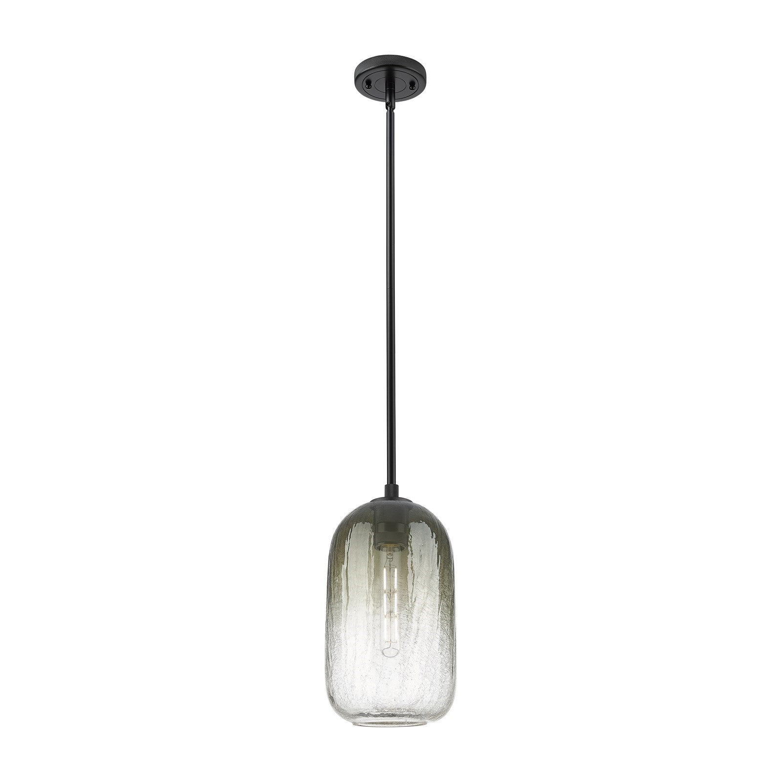 Innovations Brookhaven Cloche 7in 1-Light Pendant | Industrial Matte Black and Slate Glass | Kitchen Island & Dining Room | Model 434-1S-BK-G482-7SL