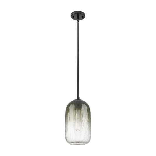 Innovations Brookhaven Cloche 7in 1-Light Pendant | Industrial Matte Black and Slate Glass | Kitchen Island & Dining Room | Model 434-1S-BK-G482-7SL