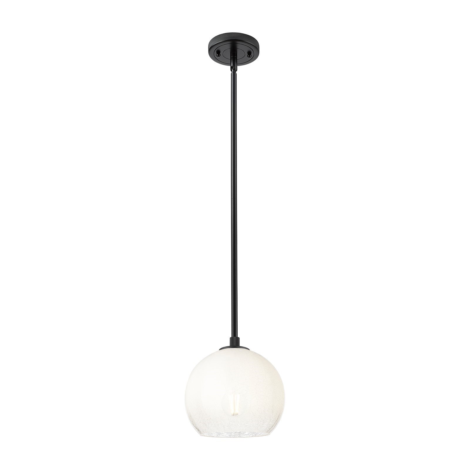 Innovations Brookhaven Globe 8in 1-Light Pendant | Industrial Matte Black and Opal Glass | Kitchen Island & Dining Room | Model 434-1S-BK-G483-8OP