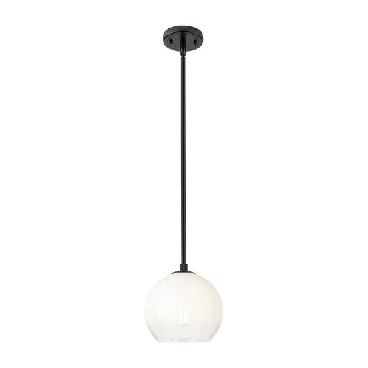 Innovations Brookhaven Globe 8in 1-Light Pendant | Industrial Matte Black and Opal Glass | Kitchen Island & Dining Room | Model 434-1S-BK-G483-8OP