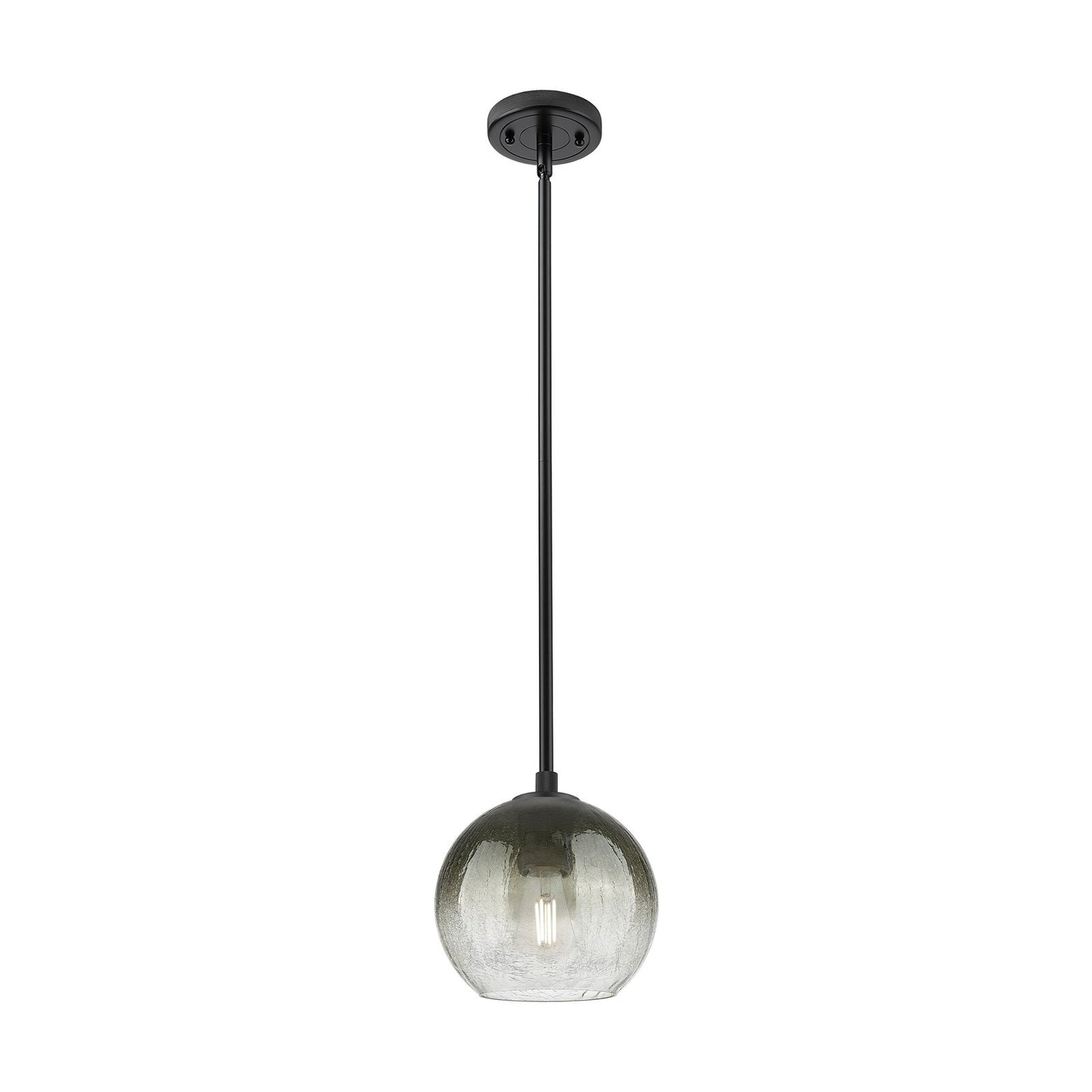 Innovations Brookhaven Globe 8in 1-Light Pendant | Industrial Matte Black and Slate Glass | Kitchen Island & Dining Room | Model 434-1S-BK-G483-8SL