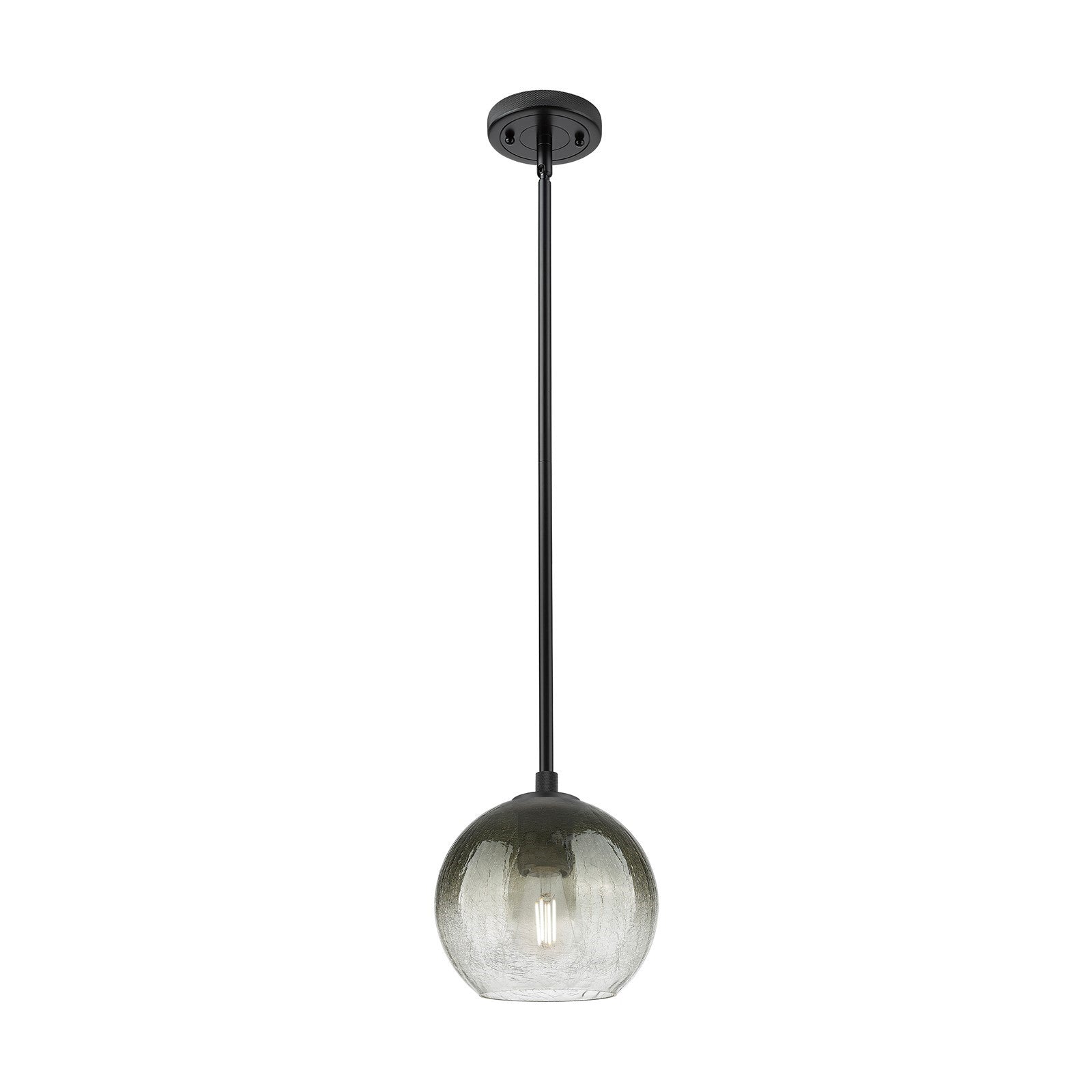 Innovations Brookhaven Globe 8in 1-Light Pendant | Industrial Matte Black and Slate Glass | Kitchen Island & Dining Room | Model 434-1S-BK-G483-8SL
