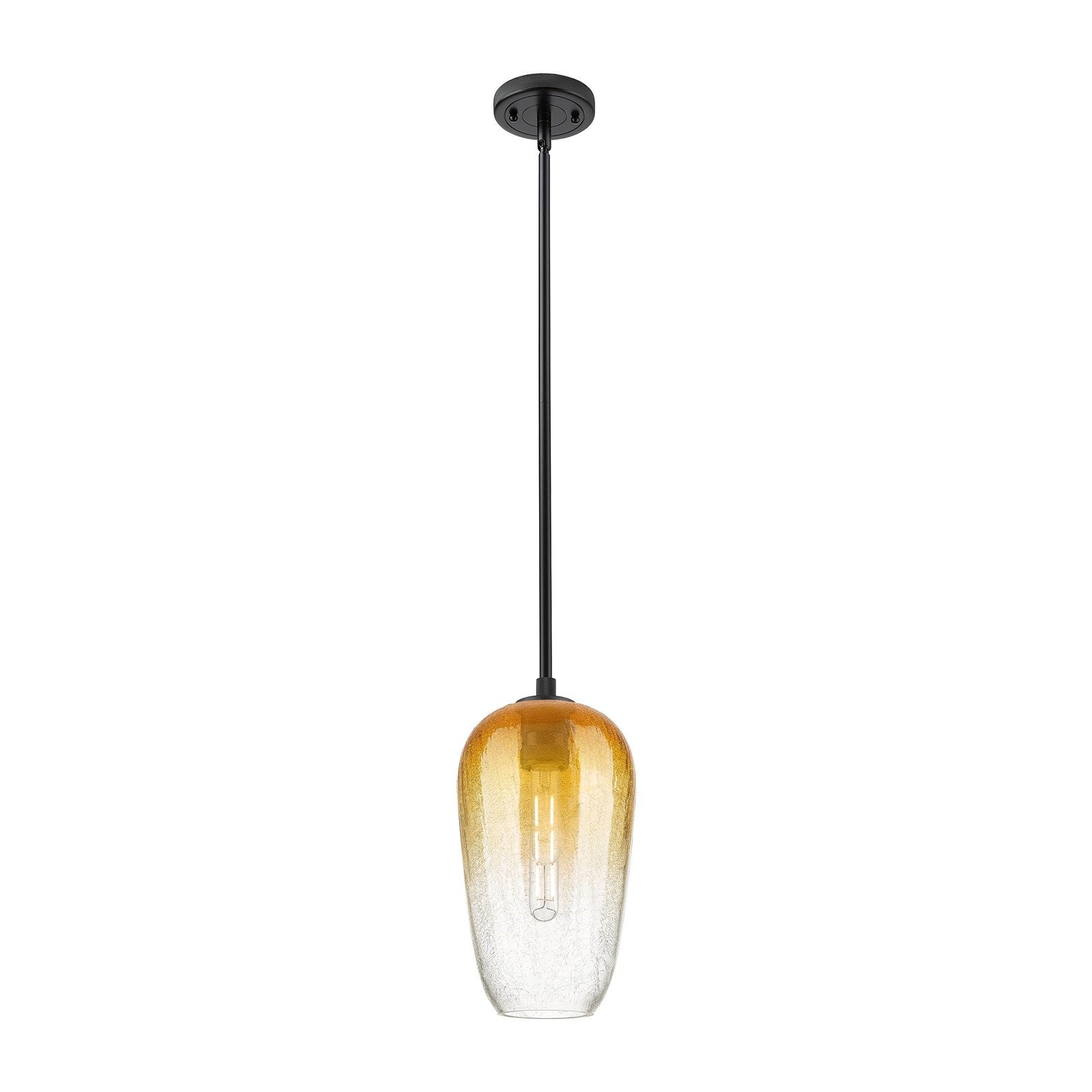 Innovations Brookhaven Flute 7in 1-Light Pendant | Industrial Matte Black and Amber Glass | Kitchen Island & Dining Room | Model 434-1S-BK-G484-7AM