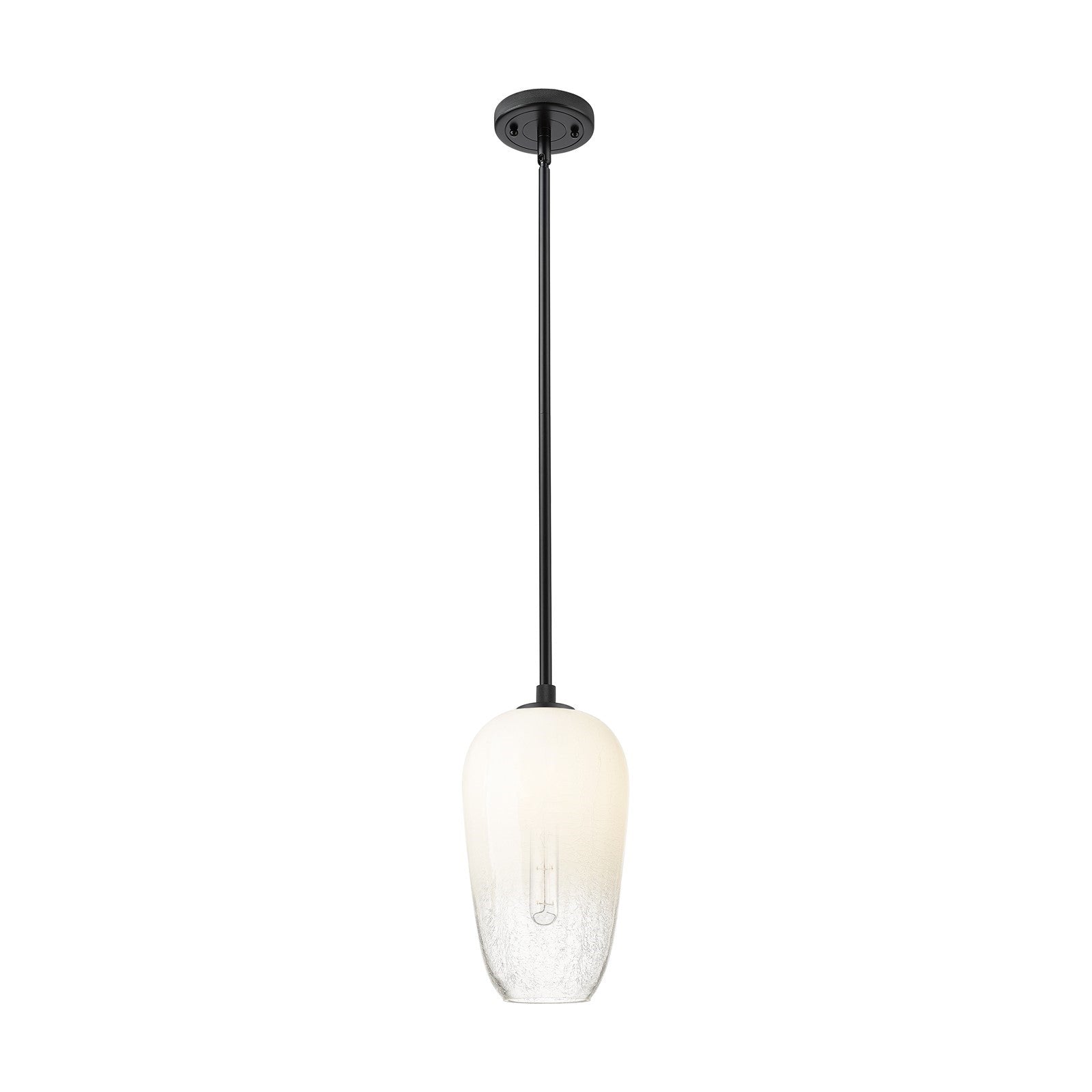 Innovations Brookhaven Flute 7in 1-Light Pendant | Industrial Matte Black and Opal Glass | Kitchen Island & Dining Room | Model 434-1S-BK-G484-7OP