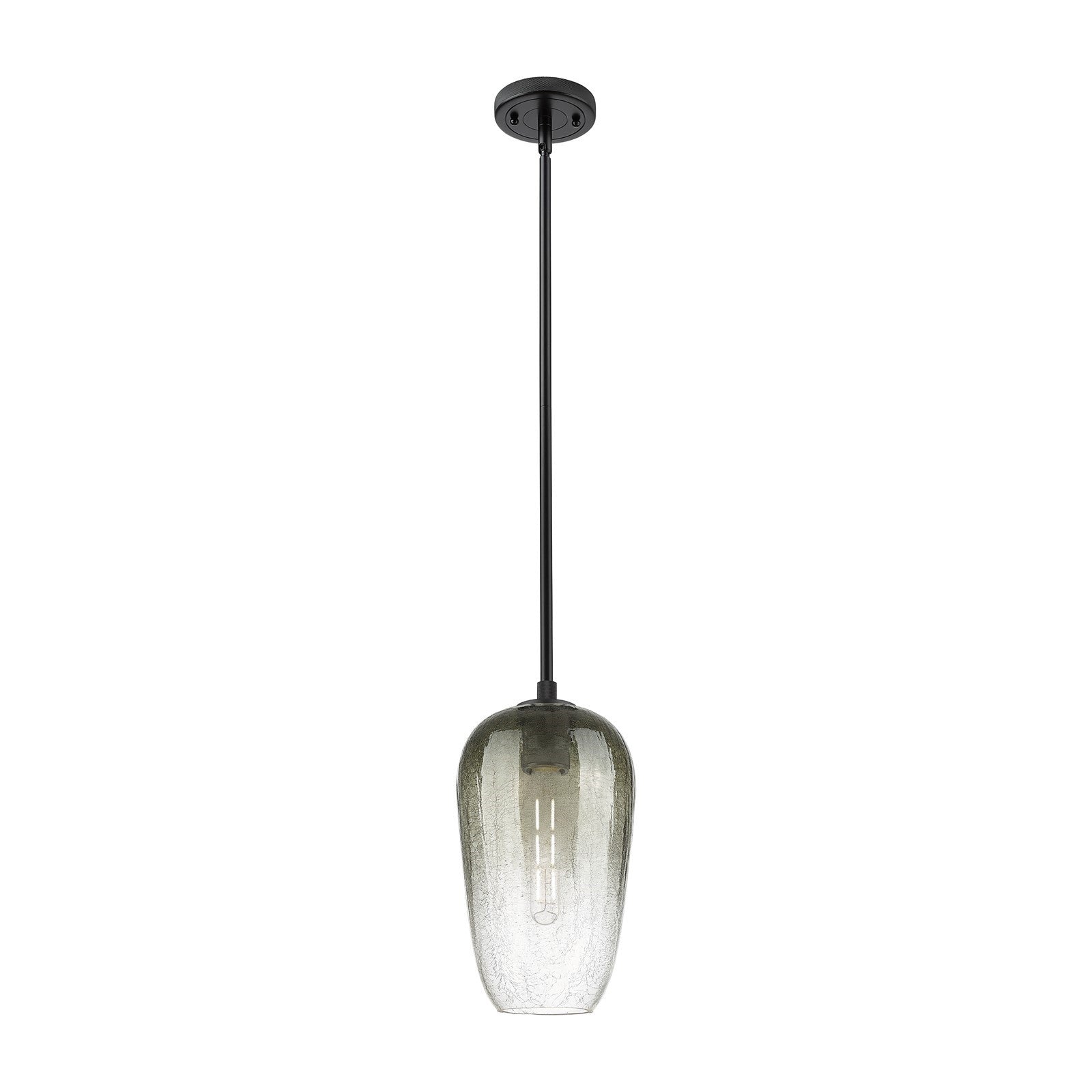 Innovations Brookhaven Flute 7in 1-Light Pendant | Industrial Matte Black and Slate Glass | Kitchen Island & Dining Room | Model 434-1S-BK-G484-7SL