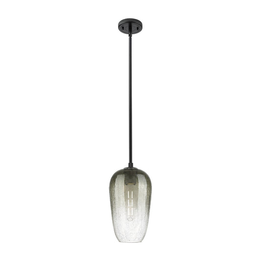 Innovations Brookhaven Flute 7in 1-Light Pendant | Industrial Matte Black and Slate Glass | Kitchen Island & Dining Room | Model 434-1S-BK-G484-7SL