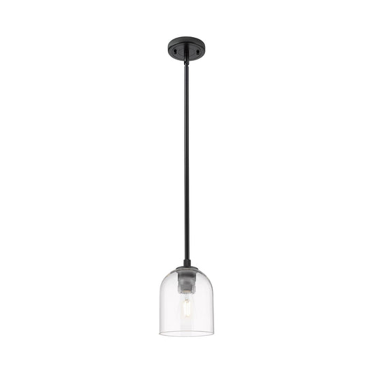 Innovations Bella 5.5in 1-Light Pendant | Industrial Matte Black and Clear Glass | Kitchen Island & Dining Room | Model 434-1S-BK-G558-6CL