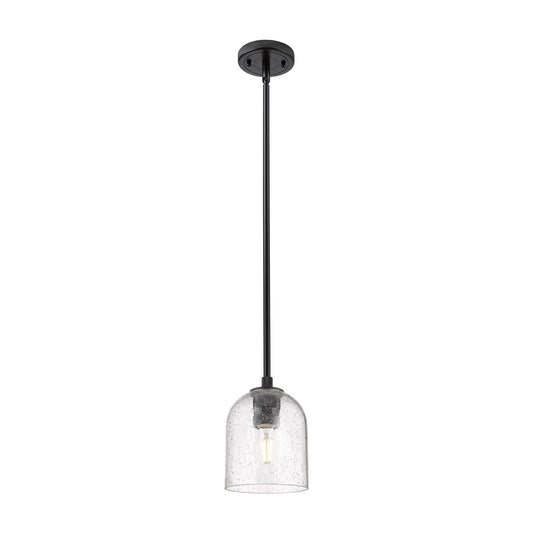 Innovations Bella 5.5in 1-Light Pendant | Industrial Matte Black and Seedy Glass | Kitchen Island & Dining Room | Model 434-1S-BK-G558-6SDY