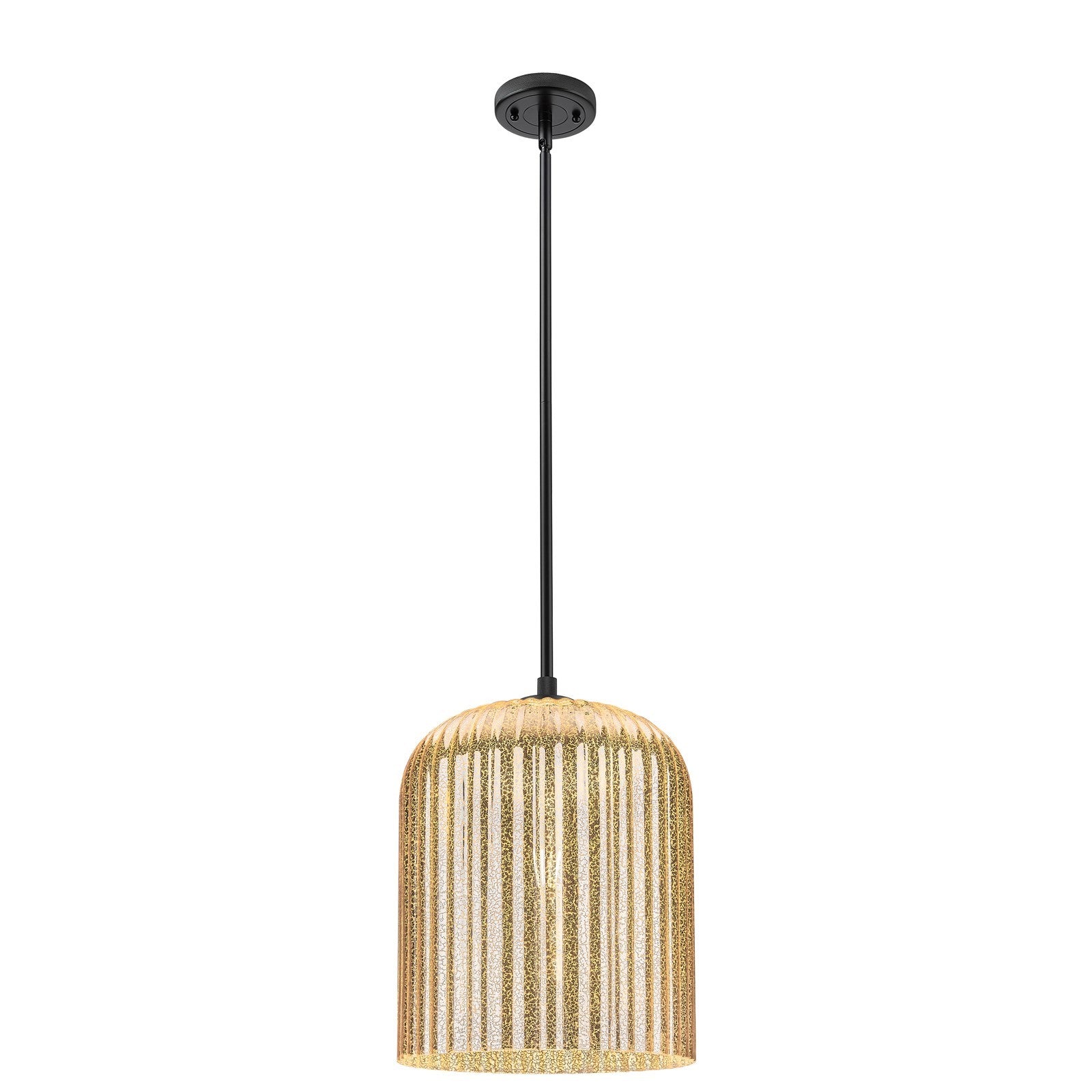 Innovations Crown Point 12in 1-Light Pendant | Industrial Matte Black and Mercury Glass | Kitchen Island & Dining Room | Model 434-1S-BK-G559-12ME