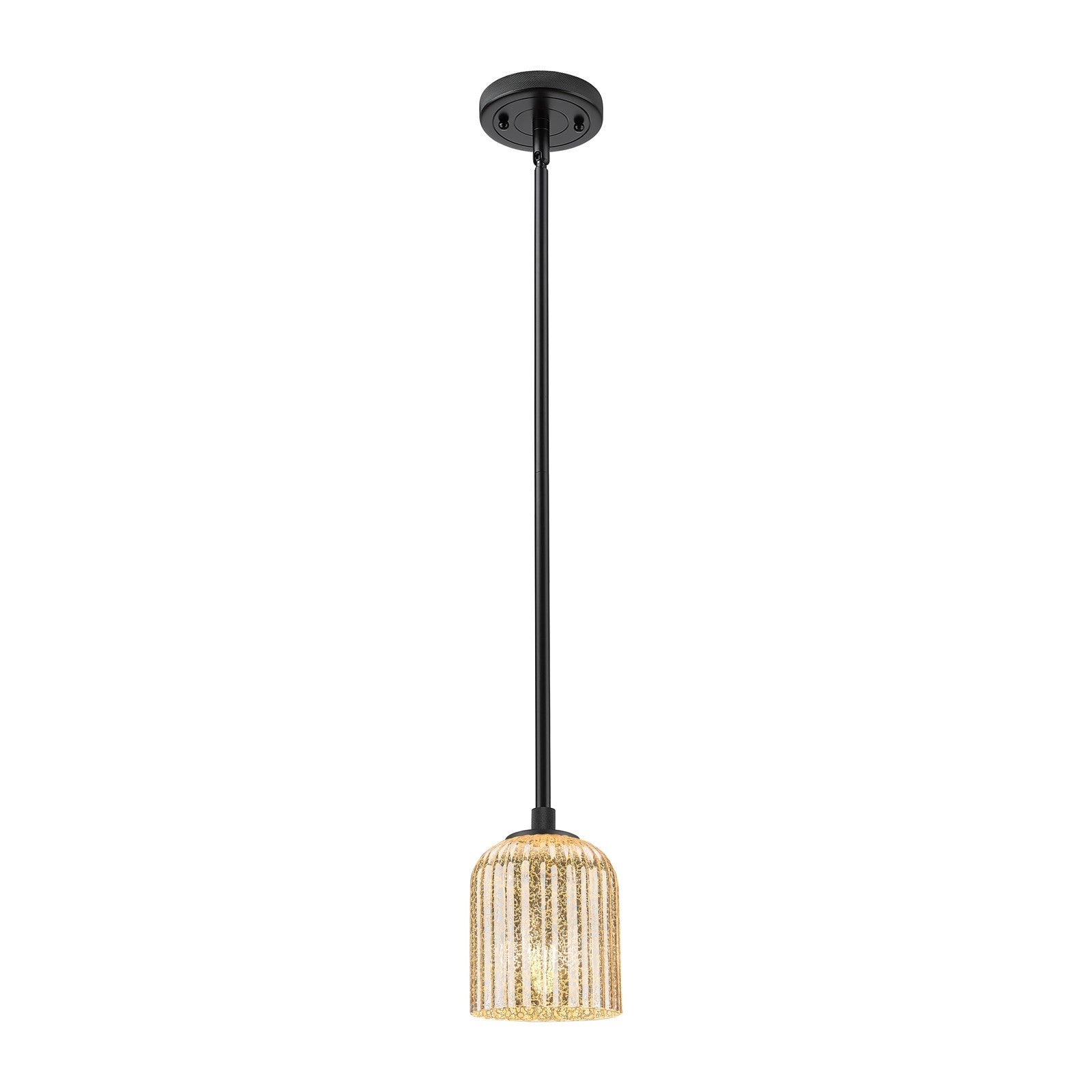 Innovations Crown Point 5in 1-Light Pendant | Industrial Matte Black and Mercury Glass | Kitchen Island & Dining Room | Model 434-1S-BK-G559-5ME