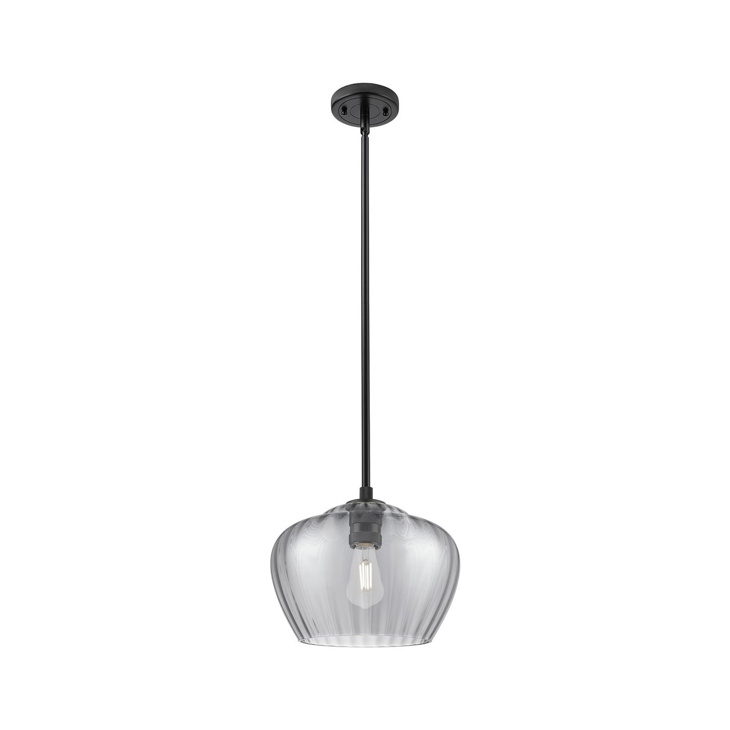 Innovations Fenton 11in 1-Light Pendant | Industrial Matte Black and Light Smoke Glass | Kitchen Island & Dining Room | Model 434-1S-BK-G93-L