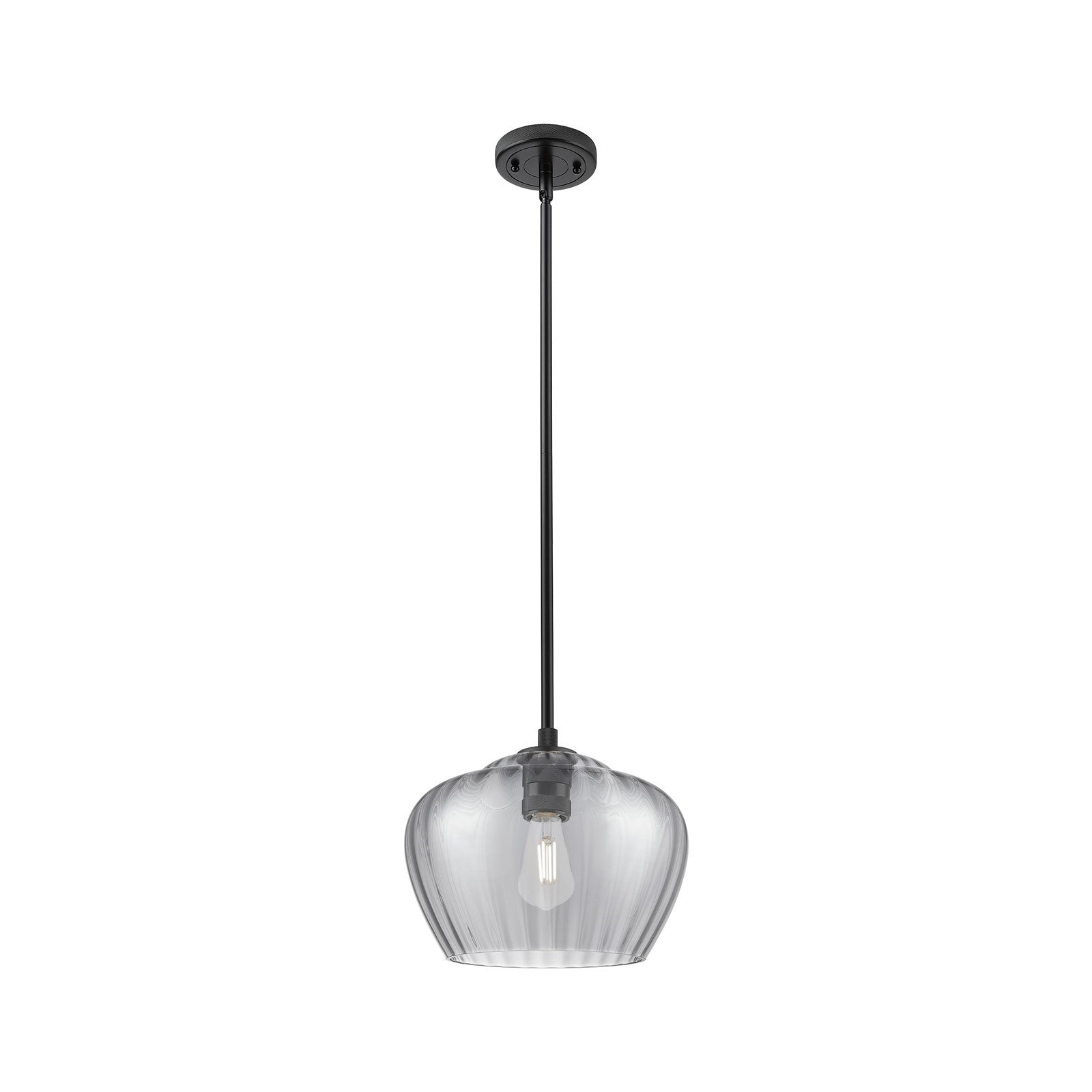 Innovations Fenton 11in 1-Light Pendant | Industrial Matte Black and Light Smoke Glass | Kitchen Island & Dining Room | Model 434-1S-BK-G93-L