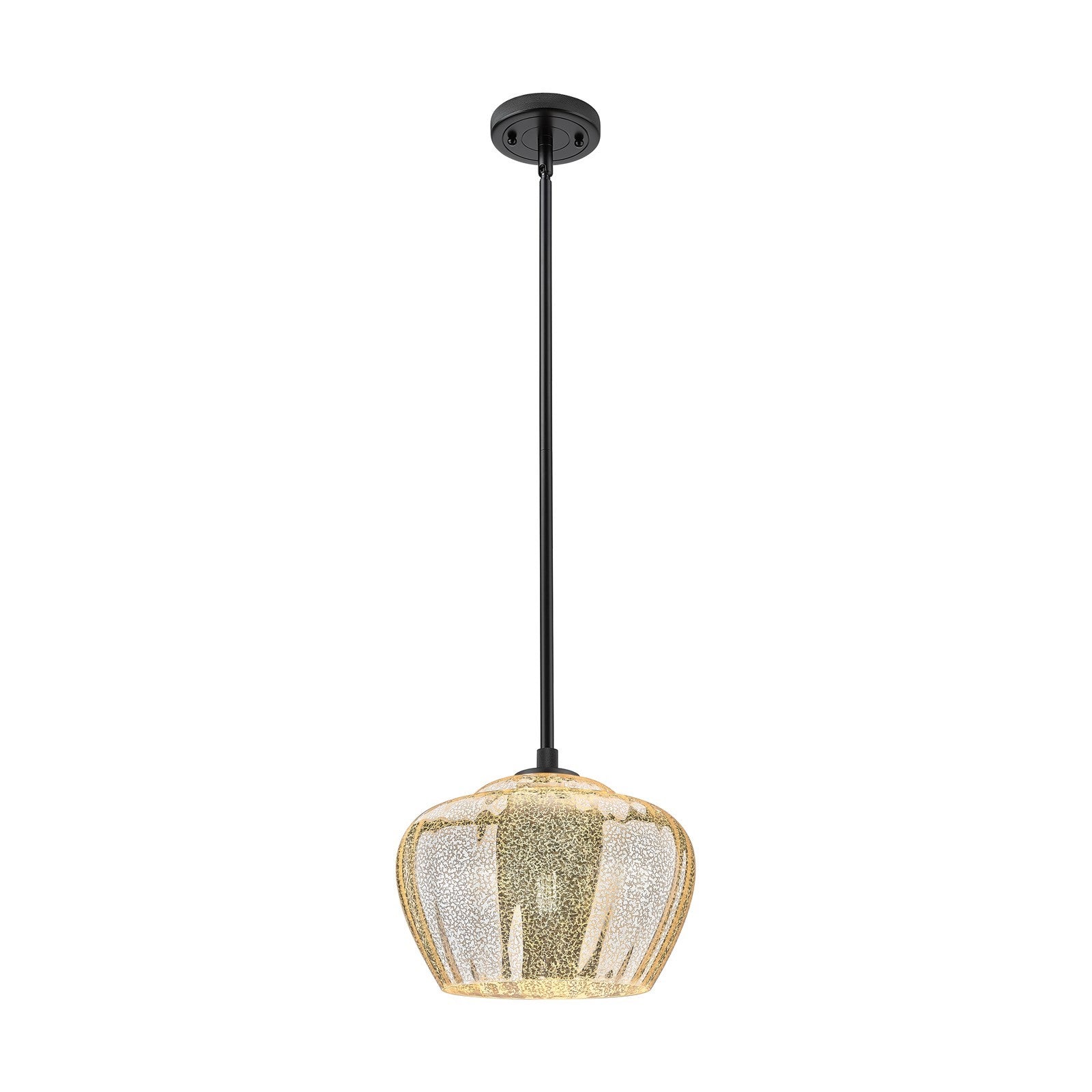 Innovations Fenton 11in 1-Light Pendant | Industrial Matte Black and Mercury Glass | Kitchen Island & Dining Room | Model 434-1S-BK-G96-L