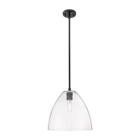 Innovations Crown Point 1Lt 12" Bristol Stem Pendant, BK/CL - 434-1S-BK-GBD-122