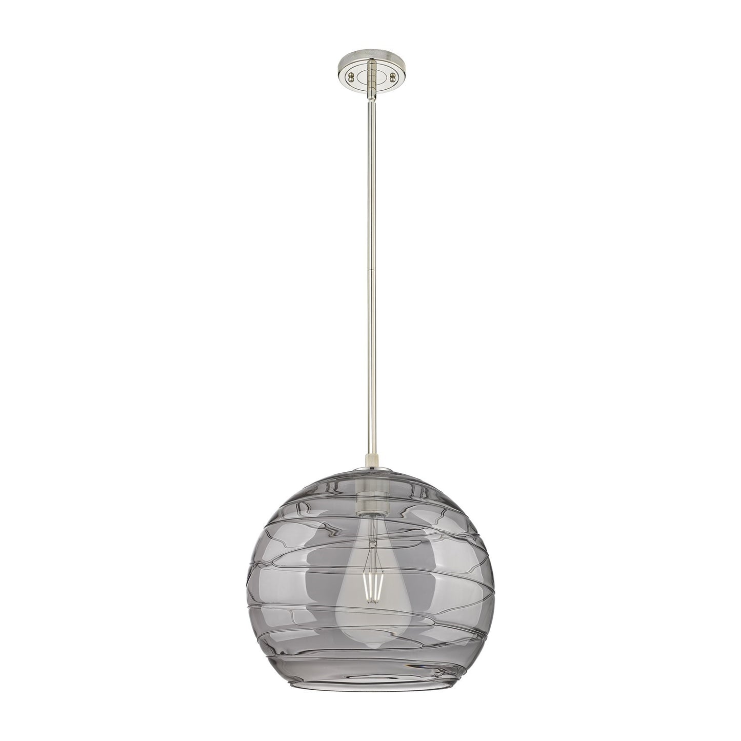 Innovations Athens Deco Swirl 14in 1-Light Pendant | Industrial Polished Nickel and Light Smoke Glass | Kitchen Island | Model 434-1S-PN-G1213-14SM