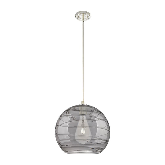 Innovations Athens Deco Swirl 14in 1-Light Pendant | Industrial Polished Nickel and Light Smoke Glass | Kitchen Island | Model 434-1S-PN-G1213-14SM