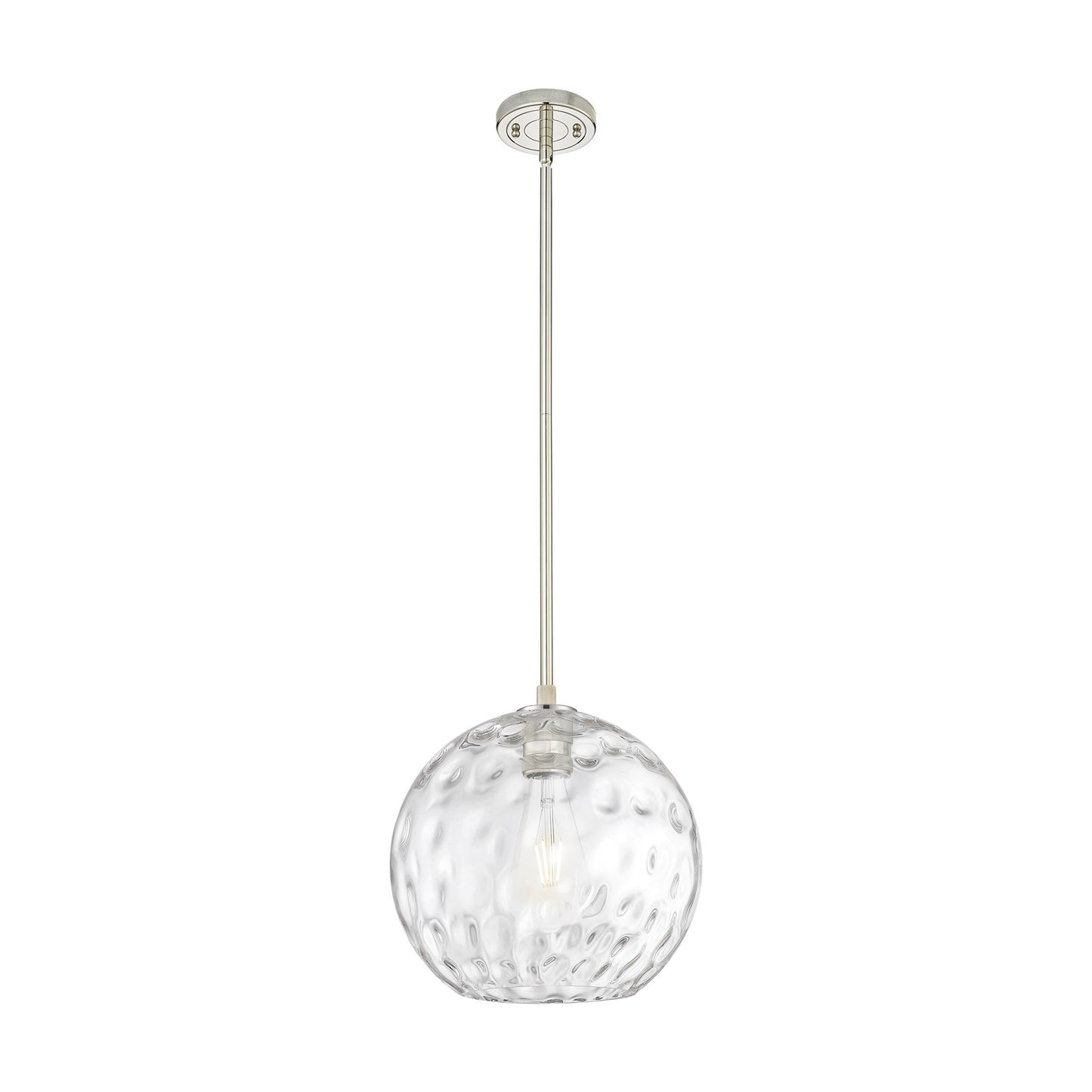 Innovations Athens Water Glass 12in 1-Light Pendant | Industrial Polished Nickel and Clear Glass | Kitchen Island & Dining | Model 434-1S-PN-G1215-12