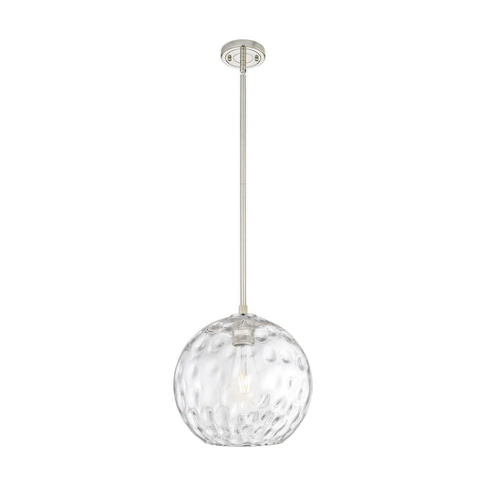 Innovations Athens Water Glass 12in 1-Light Pendant | Industrial Polished Nickel and Clear Glass | Kitchen Island & Dining | Model 434-1S-PN-G1215-12