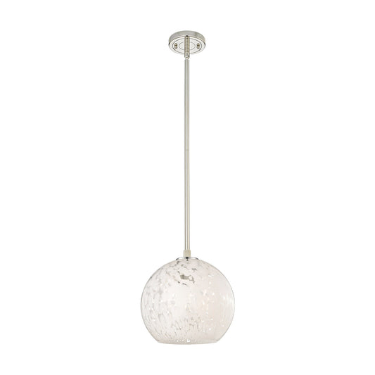 Innovations White Mouchette 10in 1-Light Pendant | Industrial Polished Nickel and White Mouchette Glass | Kitchen Island | Model 434-1S-PN-G1216-10WM