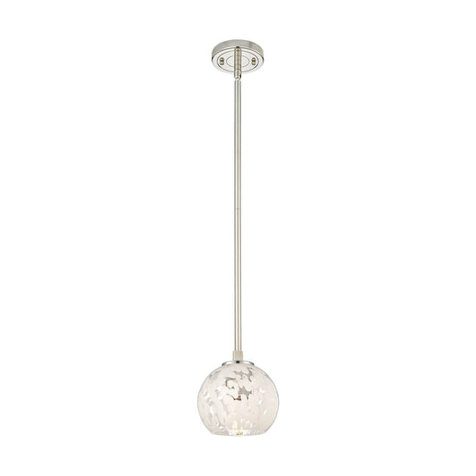 Innovations White Mouchette 6in 1-Light Pendant | Industrial Polished Nickel and White Mouchette Glass | Kitchen Island | Model 434-1S-PN-G1216-6WM