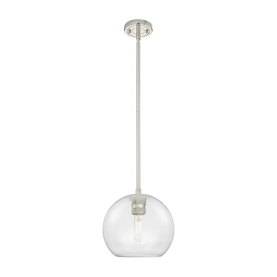 Innovations Crown Point 1Lt 8" Athens Stem Pendant, PN/Clear - 434-1S-PN-G122-8