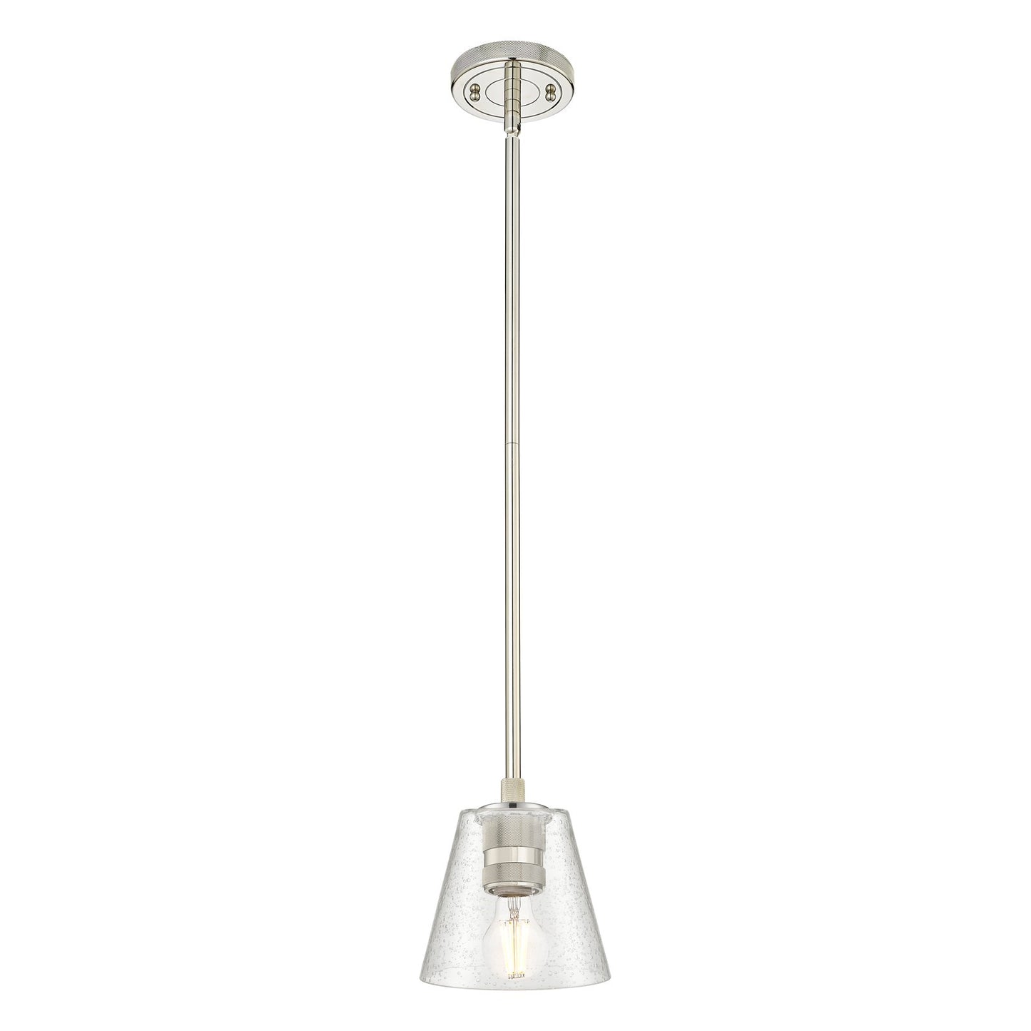 Innovations Caton 6in 1-Light Pendant | Industrial Polished Nickel and Frosted Glass | Kitchen Island & Dining Room | Model 434-1S-PN-G454