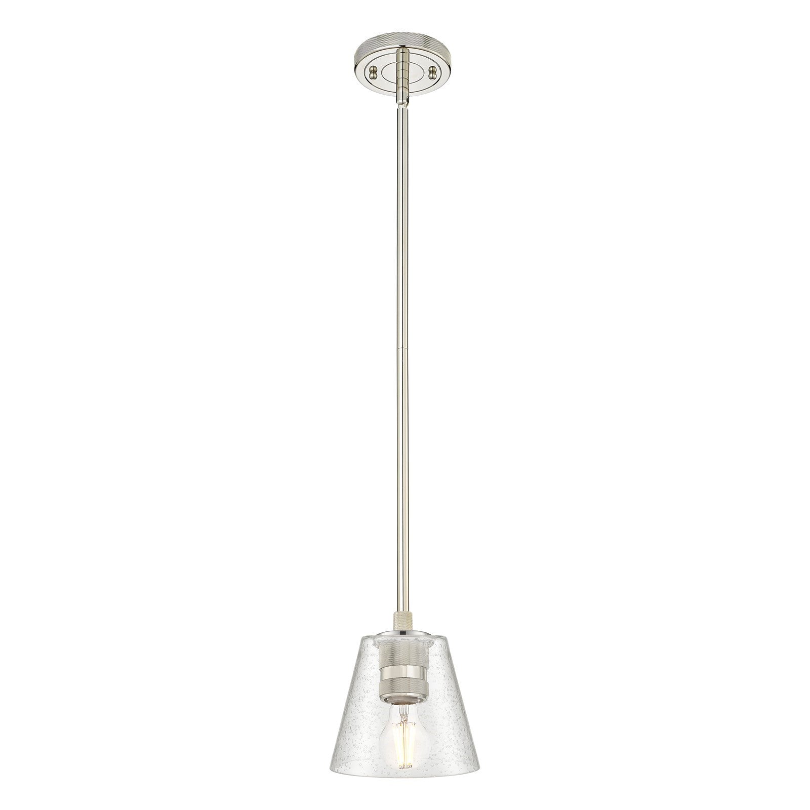Innovations Caton 6in 1-Light Pendant | Industrial Polished Nickel and Frosted Glass | Kitchen Island & Dining Room | Model 434-1S-PN-G454