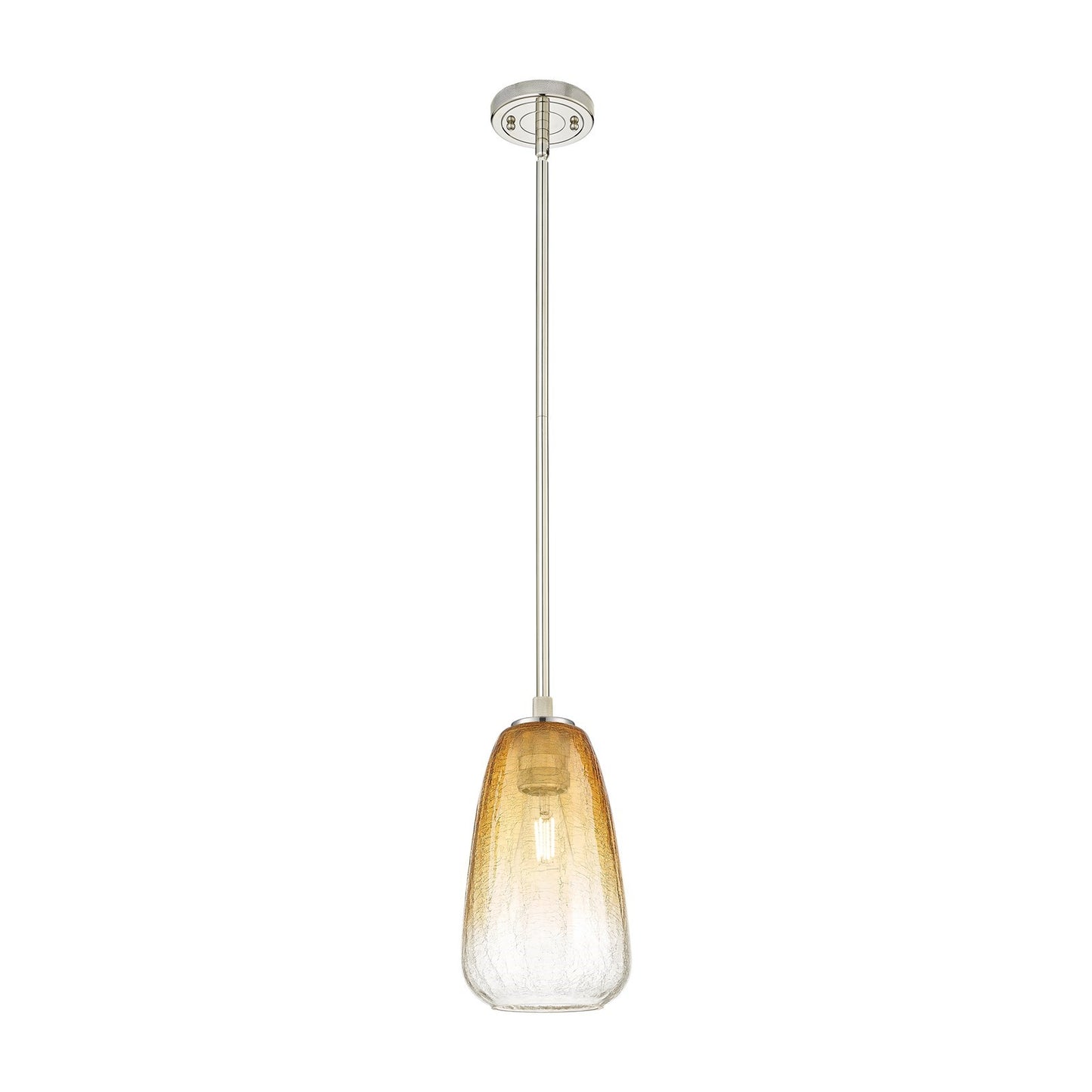 Innovations Brookhaven Almond 6in 1-Light Pendant | Industrial Polished Nickel and Amber Glass | Kitchen Island & Dining | Model 434-1S-PN-G480-6AM